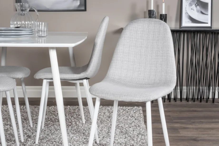 Polar minimalistlik valge söögilaua komplekt hallide toolidega, 120×80 cm, GR20567 – 7