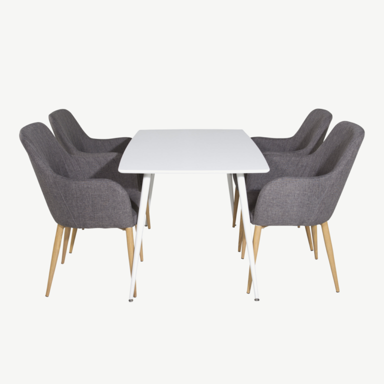Polar ristkülikukujulise valge söögilaua ja tumehallide toolide komplekt (Comfort sari, MDF) - GR20571