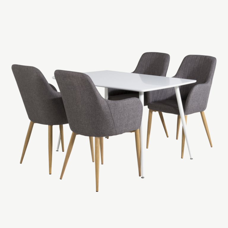 Polar ristkülikukujulise valge söögilaua ja tumehallide toolide komplekt (Comfort sari, MDF) - GR20571