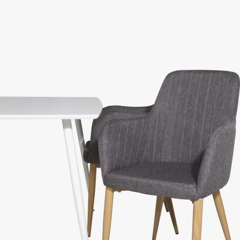 Polar ristkülikukujulise valge söögilaua ja tumehallide toolide komplekt (Comfort sari, MDF) - GR20571