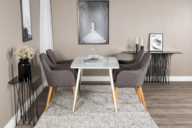 Polar ristkülikukujulise valge söögilaua ja tumehallide toolide komplekt (Comfort sari, MDF) - GR20571