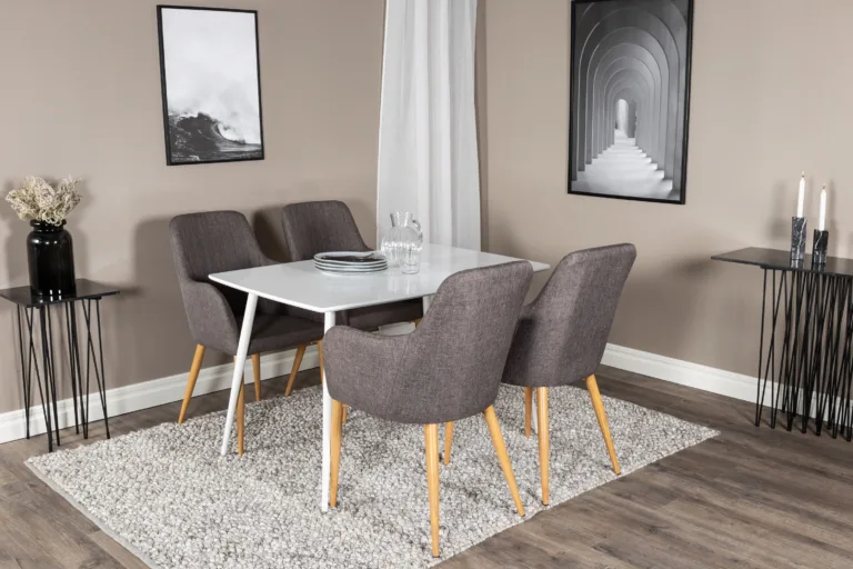 Polar ristkülikukujulise valge söögilaua ja tumehallide toolide komplekt (Comfort sari, MDF) - GR20571