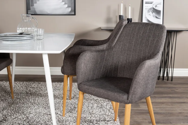 Polar ristkülikukujulise valge söögilaua ja tumehallide toolide komplekt (Comfort sari, MDF) - GR20571