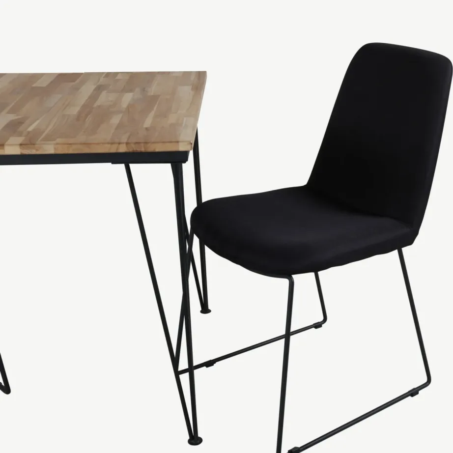 Bali söögikomplekt tiigipuidust lauaga ja mustade kangast toolidega, GR20592 – 4