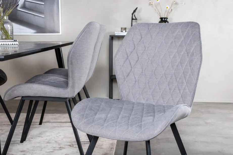 Must söögilaud Dipp ja hallid Gemma söögitoolid (ristkülikukujuline, 180×90 cm), GR20630 – 7