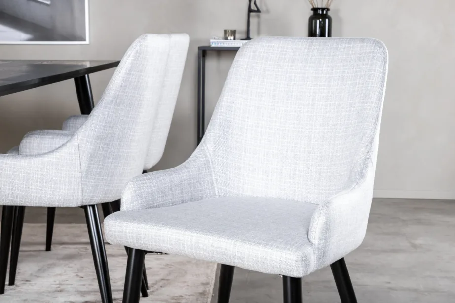 Dipp ristkülikukujuline söögitoakomplekt, must laud ja hallid toolid, 6-kohaline, GR20633 – 7