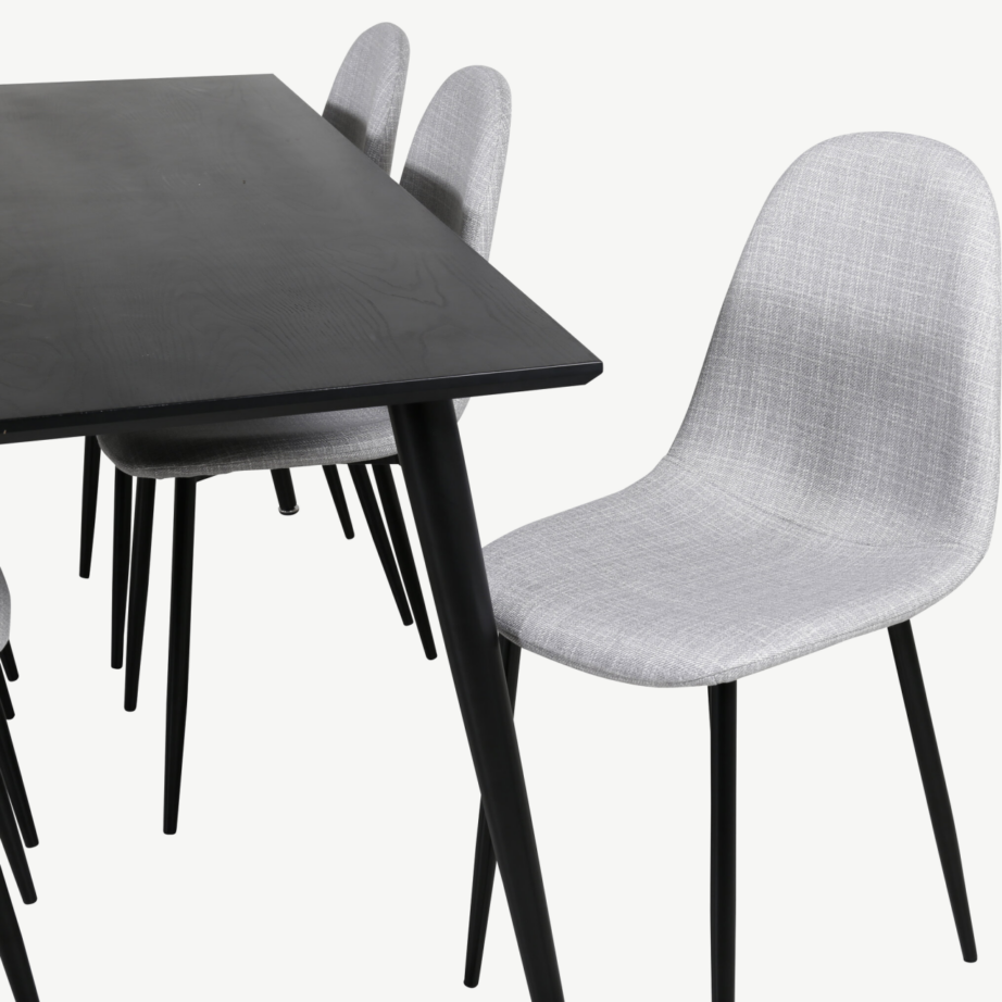 Ristkülikukujuline must söögilaud Dipp ja 6 halli tooli Polar, GR20637 – 4