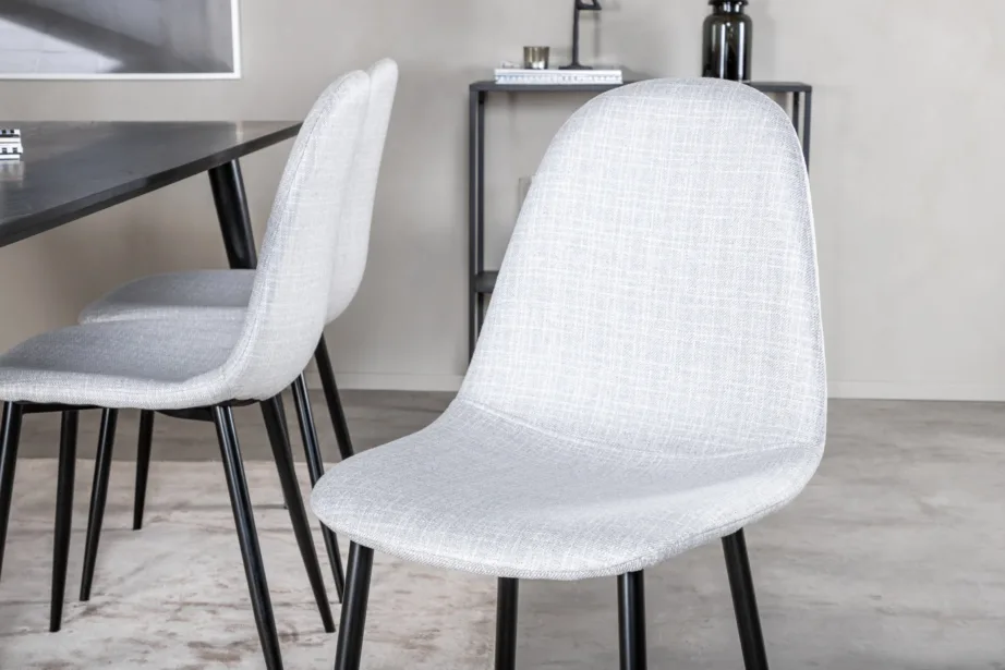 Ristkülikukujuline must söögilaud Dipp ja 6 halli tooli Polar, GR20637 – 7