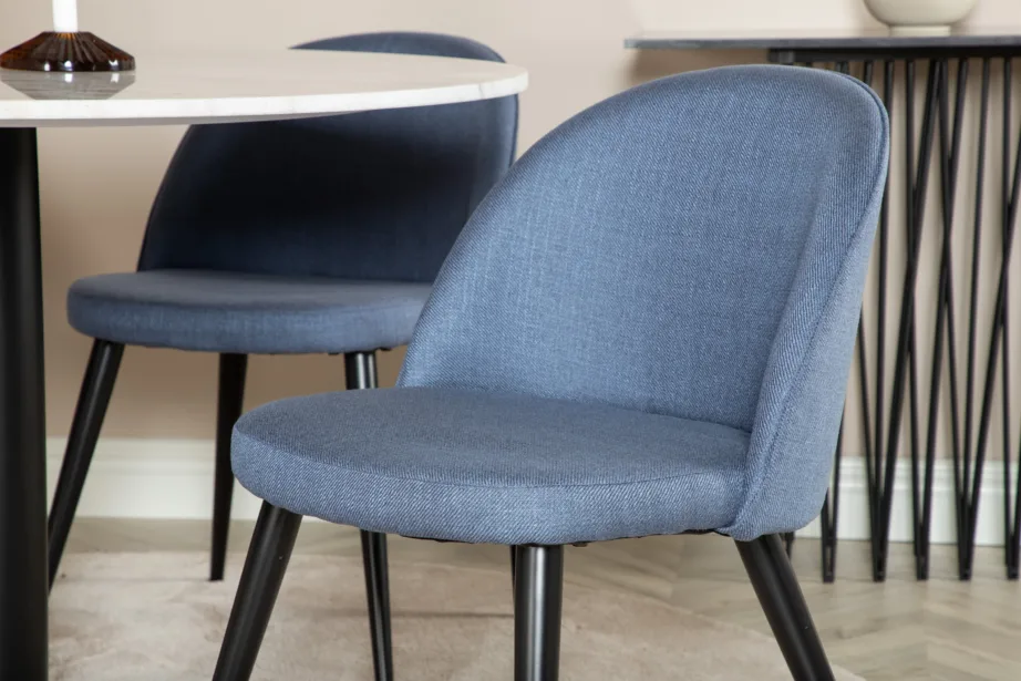 Estelle ümmargune söögikomplekt marmorlauaga ja Velvet-sarja siniste toolidega, GR20641 – 5