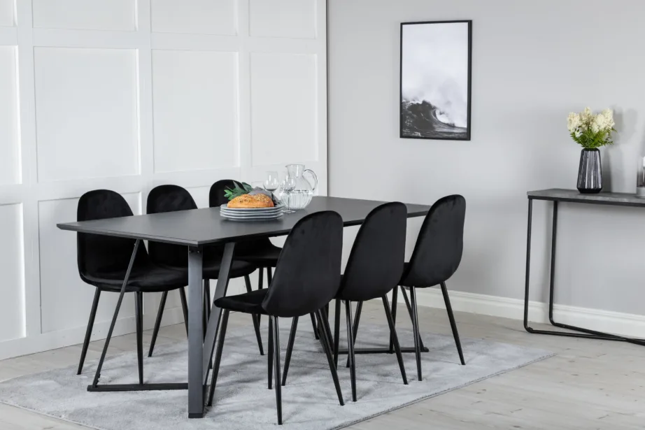 Söögitoakomplekt Marina – musta lauaga ja mustade velvetkattega toolidega, GR20665 – 5