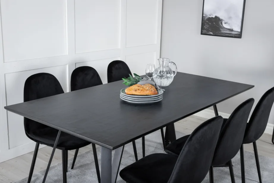 Söögitoakomplekt Marina – musta lauaga ja mustade velvetkattega toolidega, GR20665 – 7