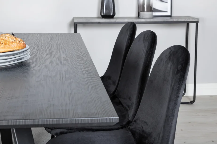 Söögitoakomplekt Marina – musta lauaga ja mustade velvetkattega toolidega, GR20665 – 8