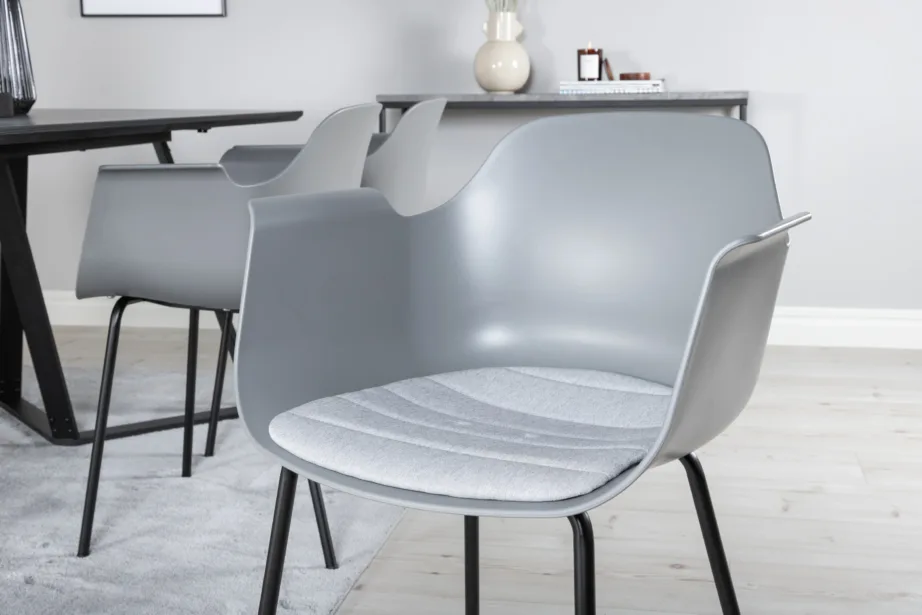 Kaasaegne must söögilaud Marina ja hallid Comfort toolid (6 tk), GR20675 – 7