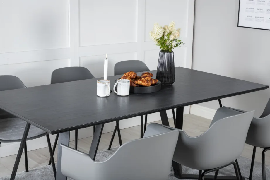 Kaasaegne must söögilaud Marina ja hallid Comfort toolid (6 tk), GR20675 – 8