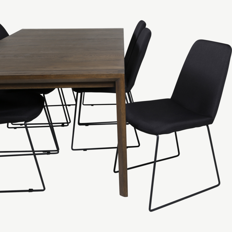 Pikendatav tammepuidust söögilaud Slider ja 6 musta Muce tooli, GR20761 – 4