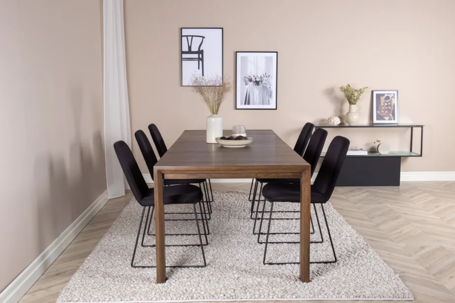 Pikendatav tammepuidust söögilaud Slider ja 6 musta Muce tooli, GR20761 – 5