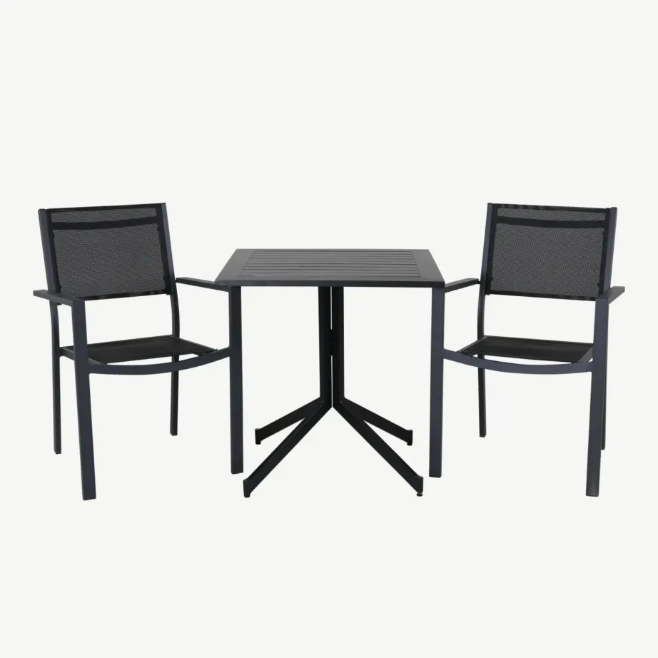 Must alumiiniumist aiamööblikomplekt Way ruudukujulise laua ja Copacabana toolidega, GR21357 – 2