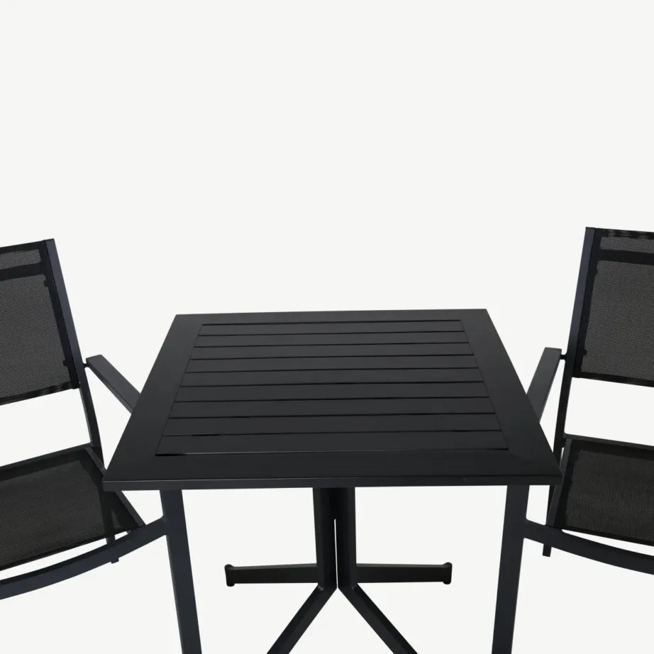 Must alumiiniumist aiamööblikomplekt Way ruudukujulise laua ja Copacabana toolidega, GR21357 – 3