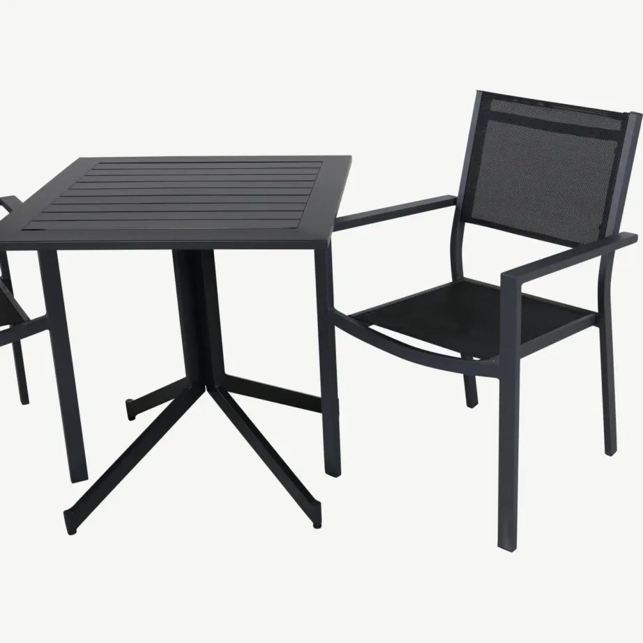 Must alumiiniumist aiamööblikomplekt Way ruudukujulise laua ja Copacabana toolidega, GR21357 – 4