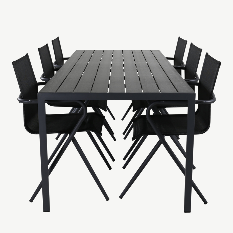 Must aiakomplekt Break & Alina – aintwood lauaga ja alumiiniumraamiga toolid, GR21705 – 2