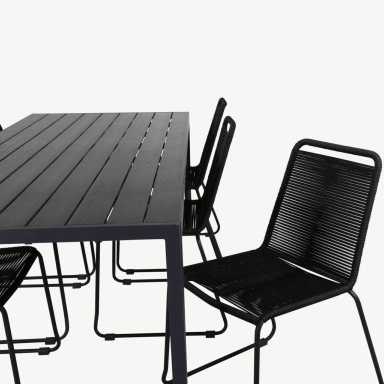 Aiamööbli söögikomplekt Break laud ja Lindos toolid (must, 6 kohaline) - GR21706