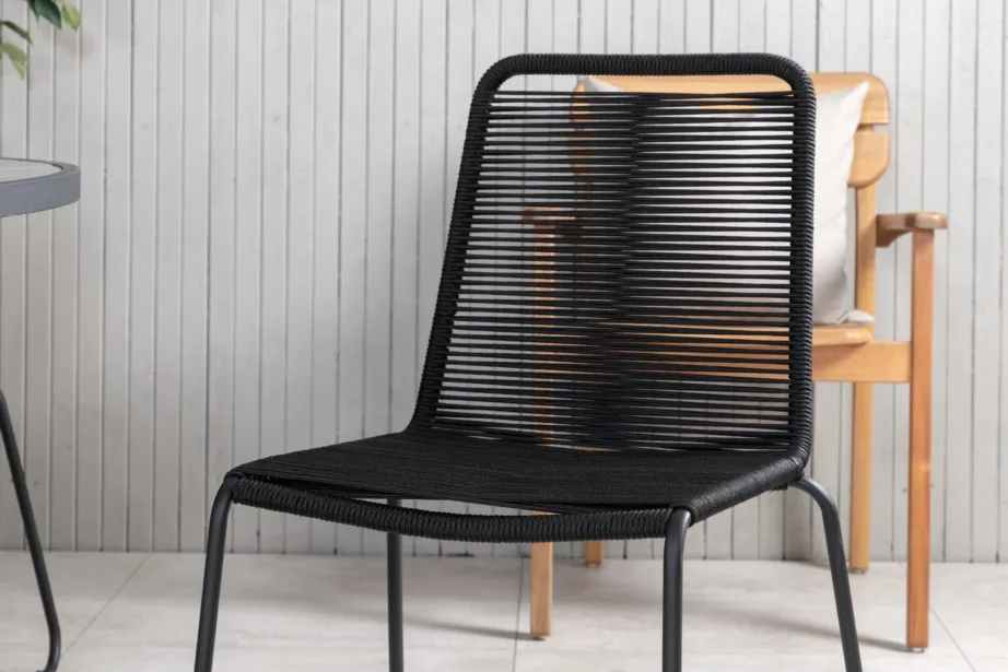 Parma ümmargune aiamööblikomplekt (puitplastkomposiidist laud, alumiiniumraam, must/hall, 4 tooli), GR21724 – 5