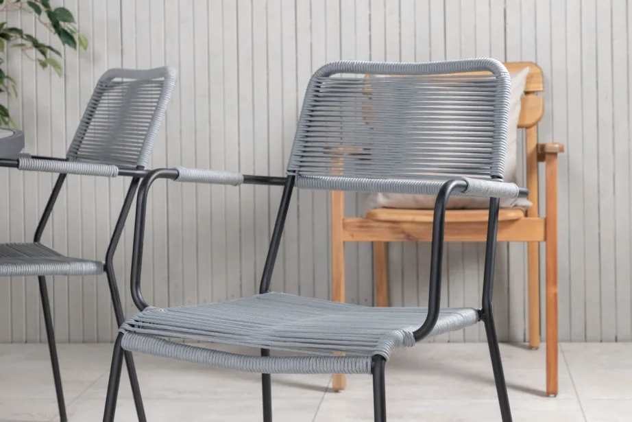 Ümmargune aiamööbli komplekt Parma (hall aintwood laud ø140 cm, must/hall köitest toolid), GR21727 – 5