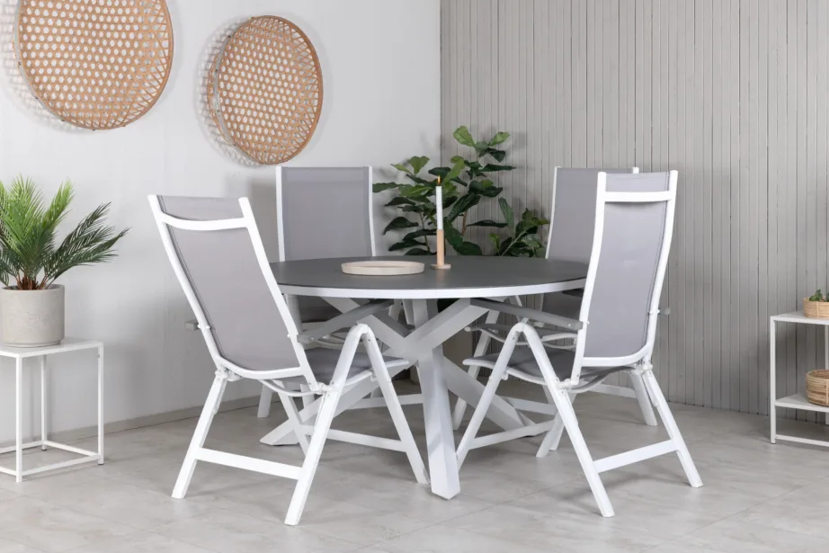 Ümmargune aiakomplekt Copacabana alumiiniumist, halli Spraystone lauaplaadiga, 4 kokkupandavat tooli, GR21729 – 7