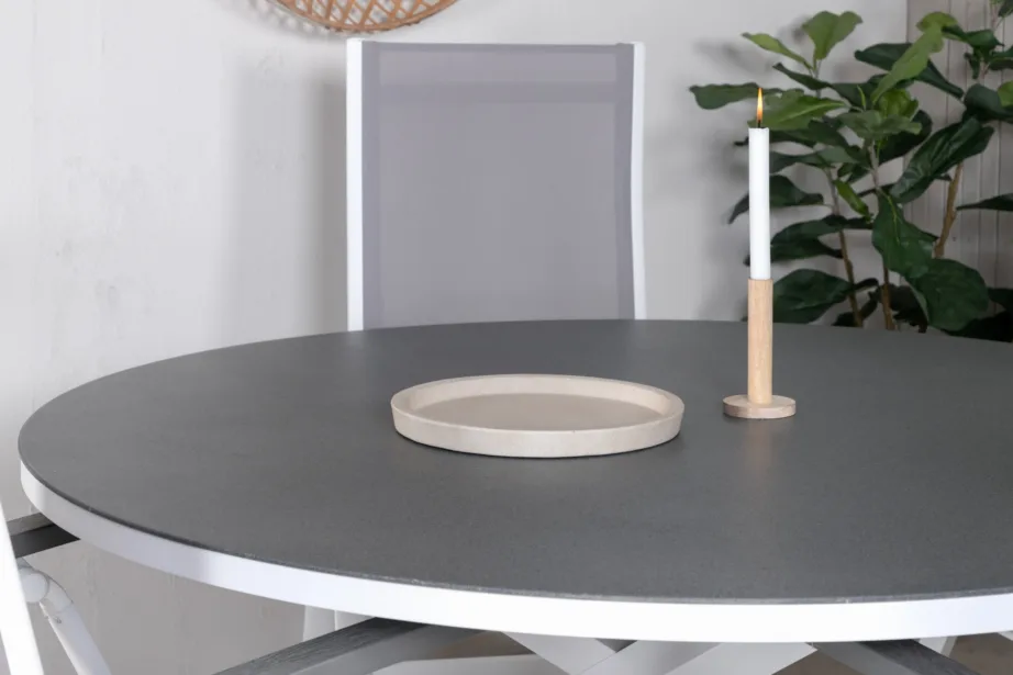 Ümmargune aiakomplekt Copacabana alumiiniumist, halli Spraystone lauaplaadiga, 4 kokkupandavat tooli, GR21729 – 9