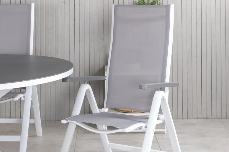 Ümmargune aiakomplekt Copacabana alumiiniumist, halli Spraystone lauaplaadiga, 4 kokkupandavat tooli, GR21729 – 10