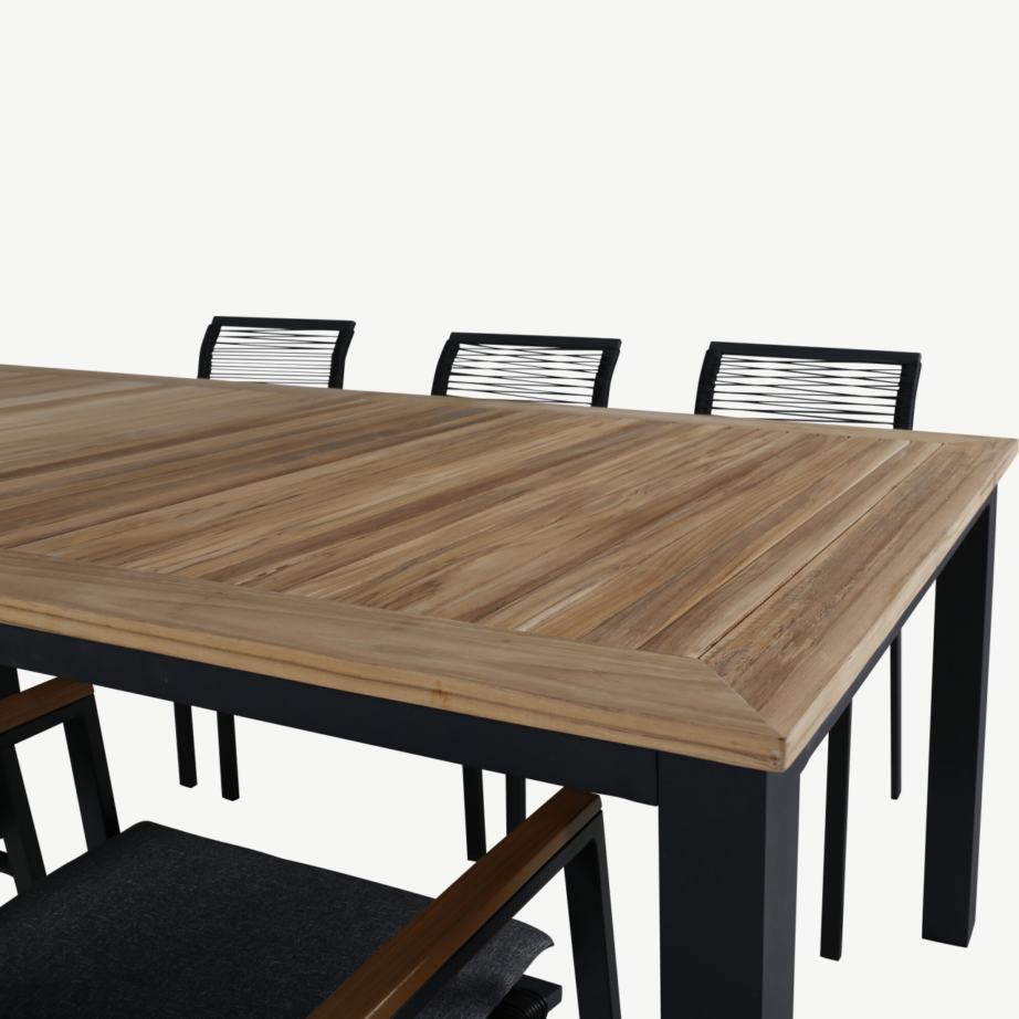 Laiendatav tiigipuust aiakomplekt Panama, must alum, 6 Dallas tooliga, GR21752 – 4