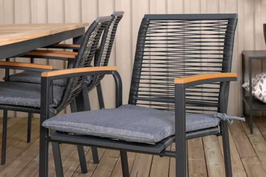 Laiendatav tiigipuust aiakomplekt Panama, must alum, 6 Dallas tooliga, GR21752 – 10