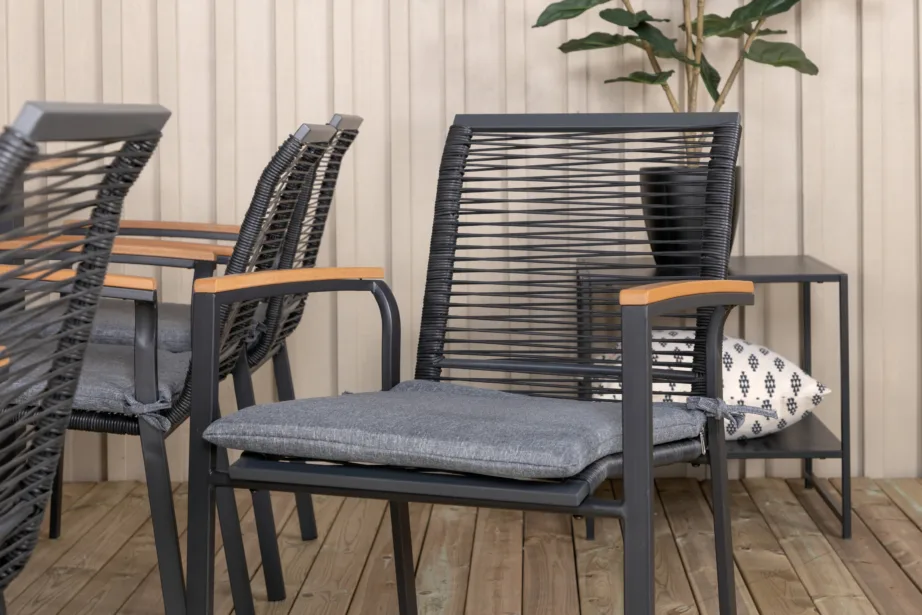 Pikendatav tiigipuust söögilaud ja 8 tooli Panama/Dallas (must alumiinium, aiamööbel), GR21753 – 10