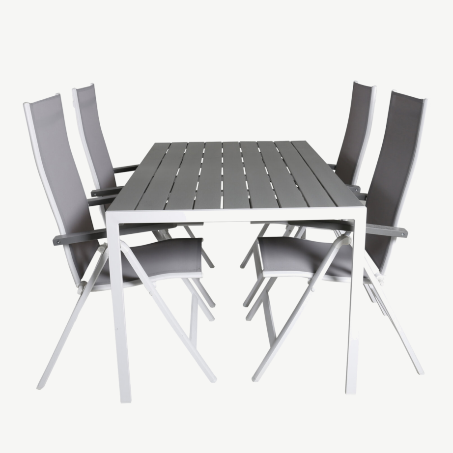 Break aiamööblikomplekt – ristkülikukujuline laud ja reguleeritavad hallid toolid (WPC, alumiinium), GR21828 – 2