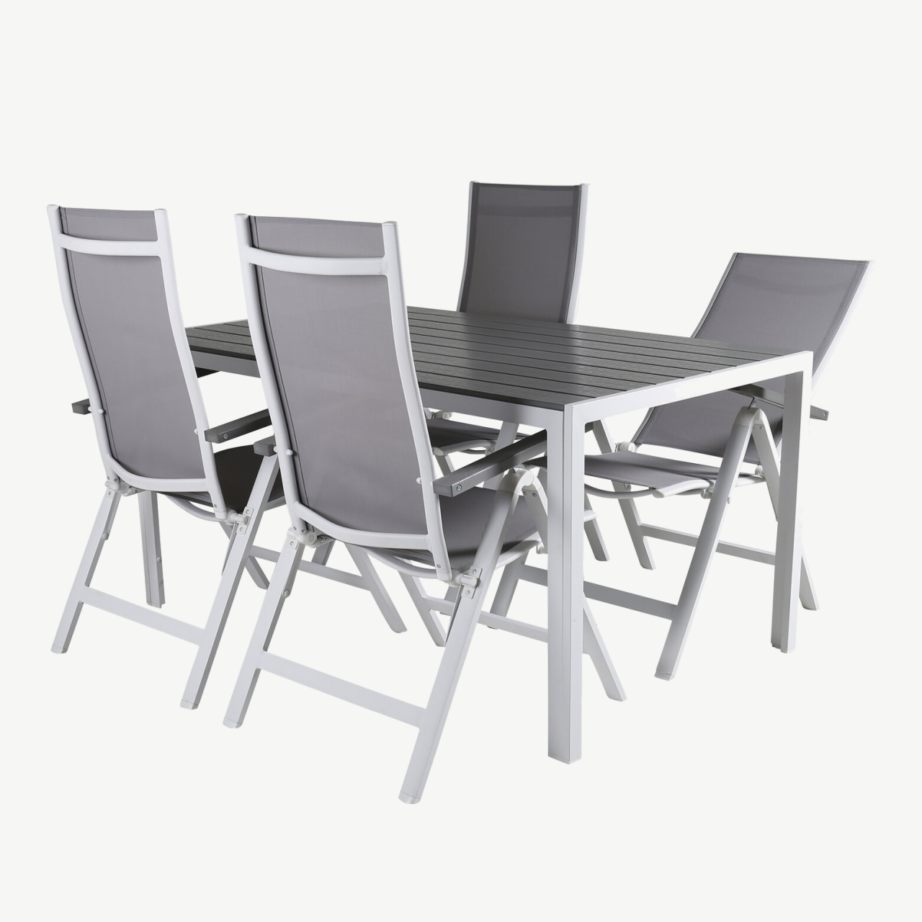 Break aiamööblikomplekt – ristkülikukujuline laud ja reguleeritavad hallid toolid (WPC, alumiinium), GR21828 – 3