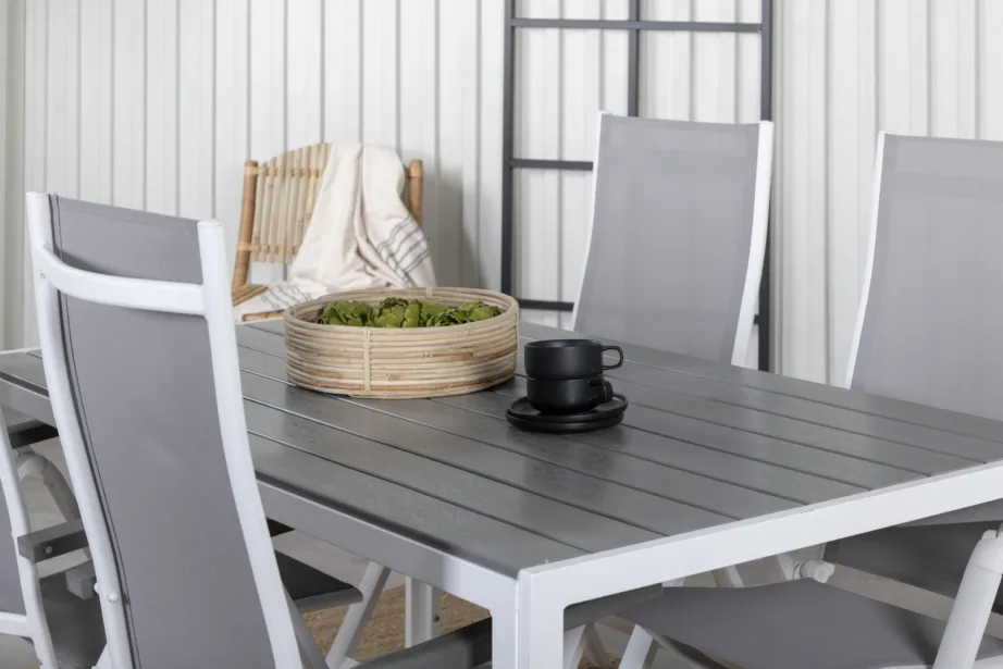 Break aiamööblikomplekt – ristkülikukujuline laud ja reguleeritavad hallid toolid (WPC, alumiinium), GR21828 – 7