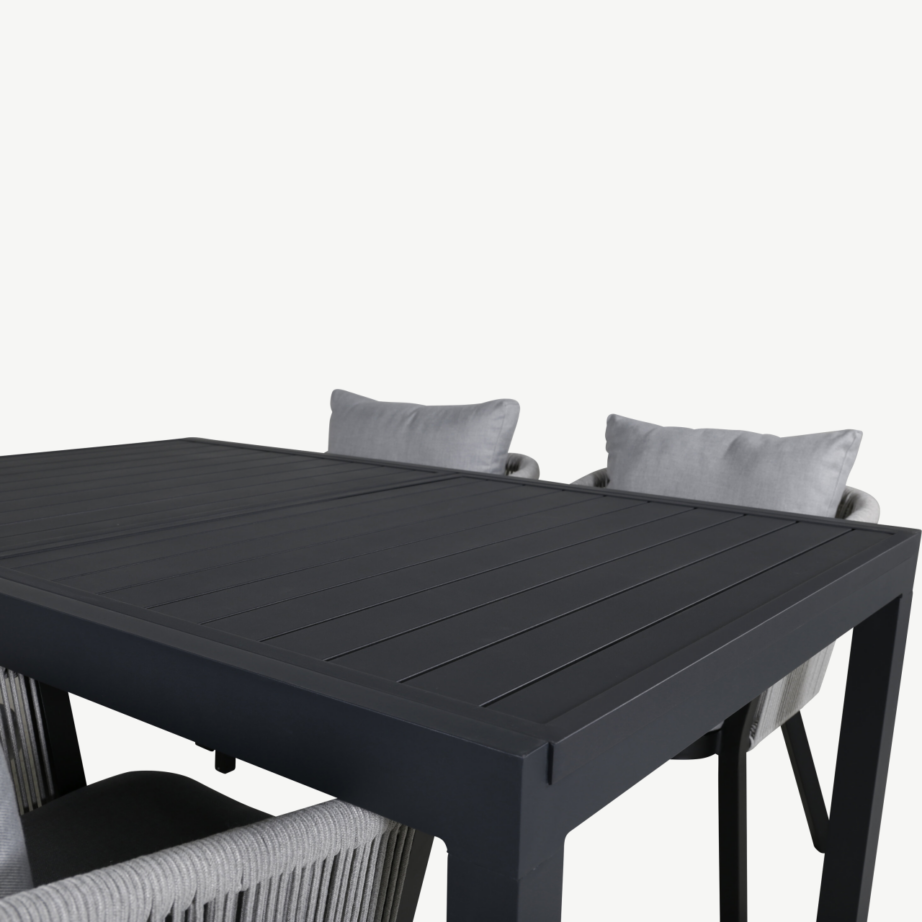 Marbella alumiiniumist terrassi söögikomplekt hallide köispunutisega toolidega, GR21906 – 4