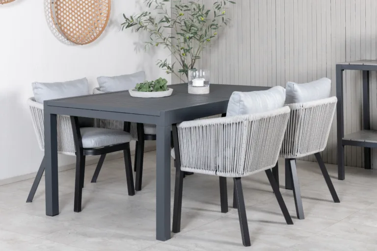 Marbella alumiiniumist terrassi söögikomplekt hallide köispunutisega toolidega - GR21906