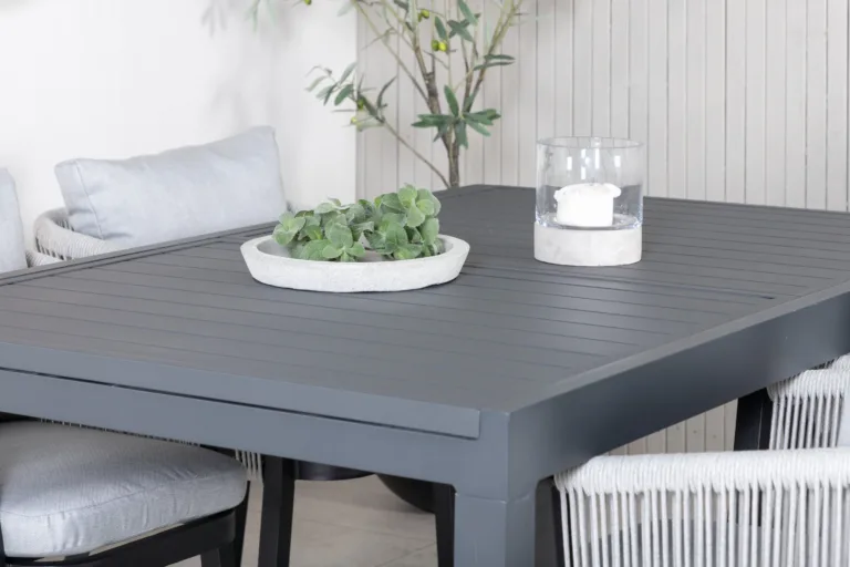 Marbella alumiiniumist terrassi söögikomplekt hallide köispunutisega toolidega - GR21906