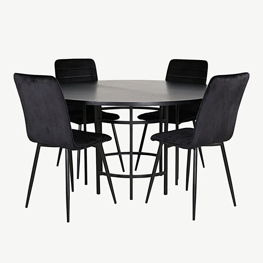 Ümmargune must söögilaud Copenhagen koos Windu Lyx samettoolidega, GR22012