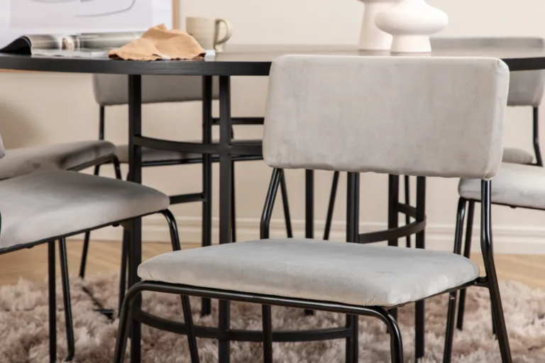 Ümmargune söögilaud Copenhagen, must MDF, 140 cm + Kenth tool, helehall velvet - GR22021
