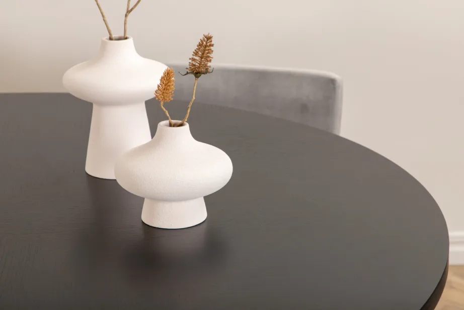 Ümmargune söögilaud Copenhagen, must MDF, 140 cm + Kenth tool, helehall velvet, GR22021 – 10