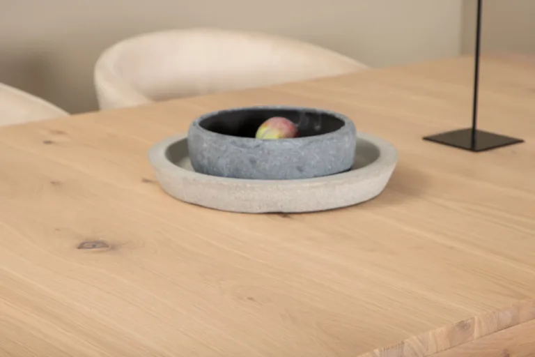 Slider pikendatav söögilaud valge peitsiga tamm, 6 beeži velvetist Berit tooliga - GR22029