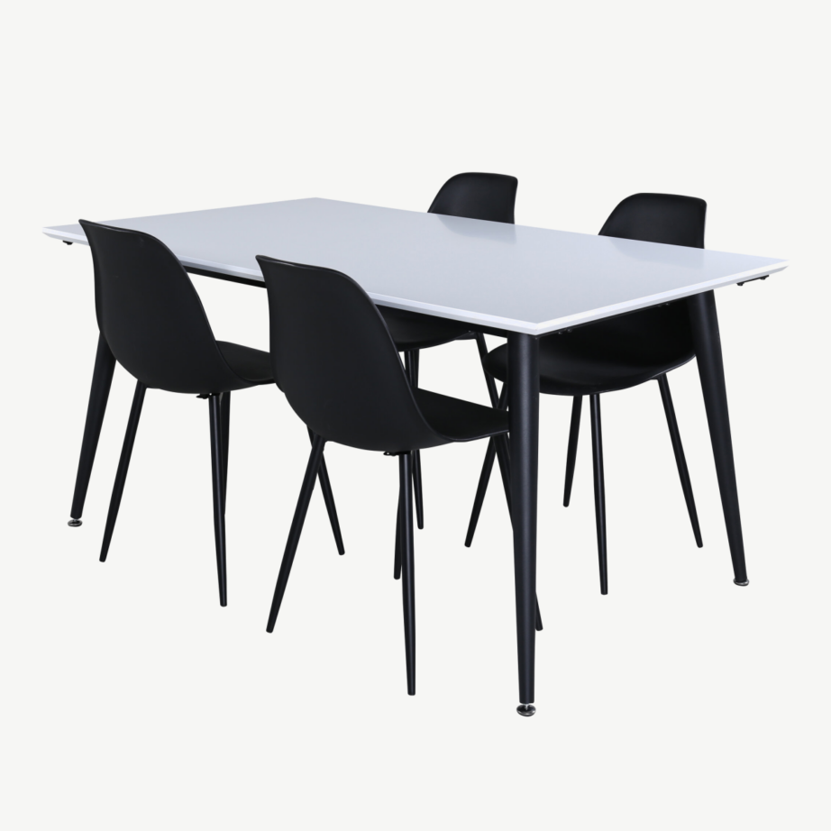 Pikendatav valge-must söögilaud Jimmy kuue musta Polar tooliga, GR22075 – 2