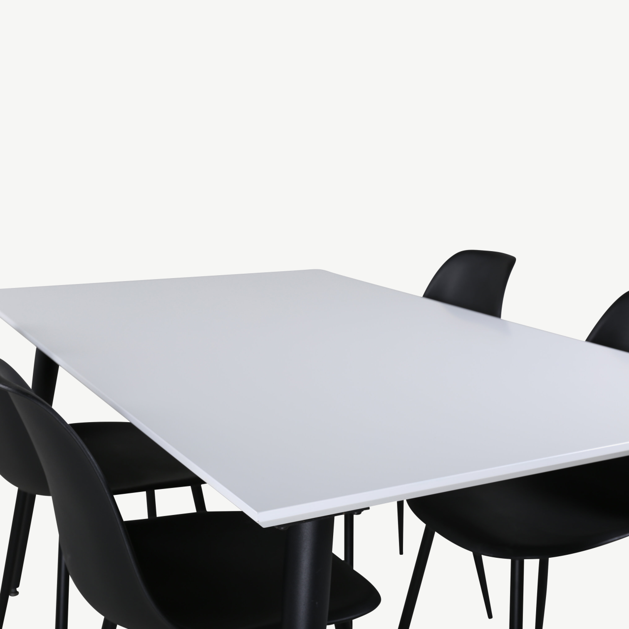 Pikendatav valge-must söögilaud Jimmy kuue musta Polar tooliga - GR22075