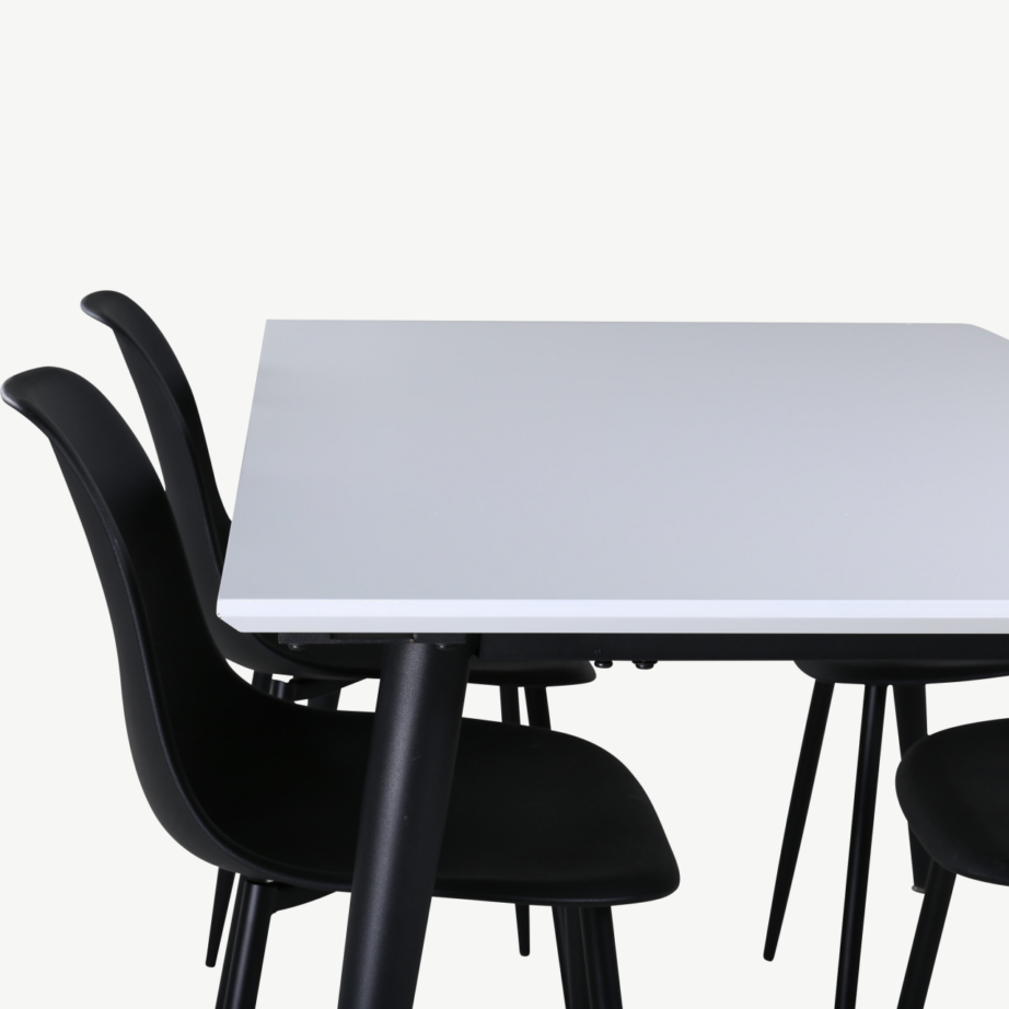 Pikendatav valge-must söögilaud Jimmy kuue musta Polar tooliga, GR22075 – 4