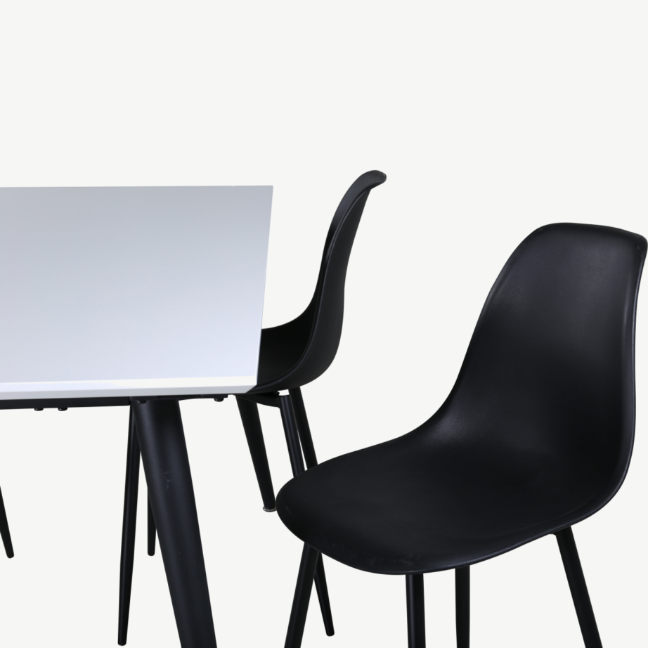Pikendatav valge-must söögilaud Jimmy kuue musta Polar tooliga, GR22075 – 5