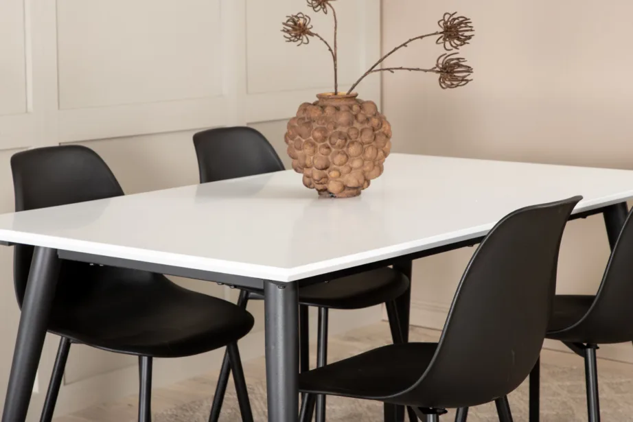 Pikendatav valge-must söögilaud Jimmy kuue musta Polar tooliga, GR22075 – 8