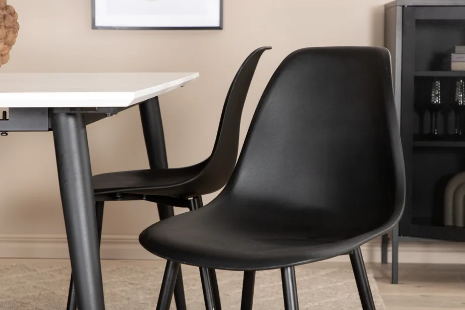 Pikendatav valge-must söögilaud Jimmy kuue musta Polar tooliga, GR22075 – 9