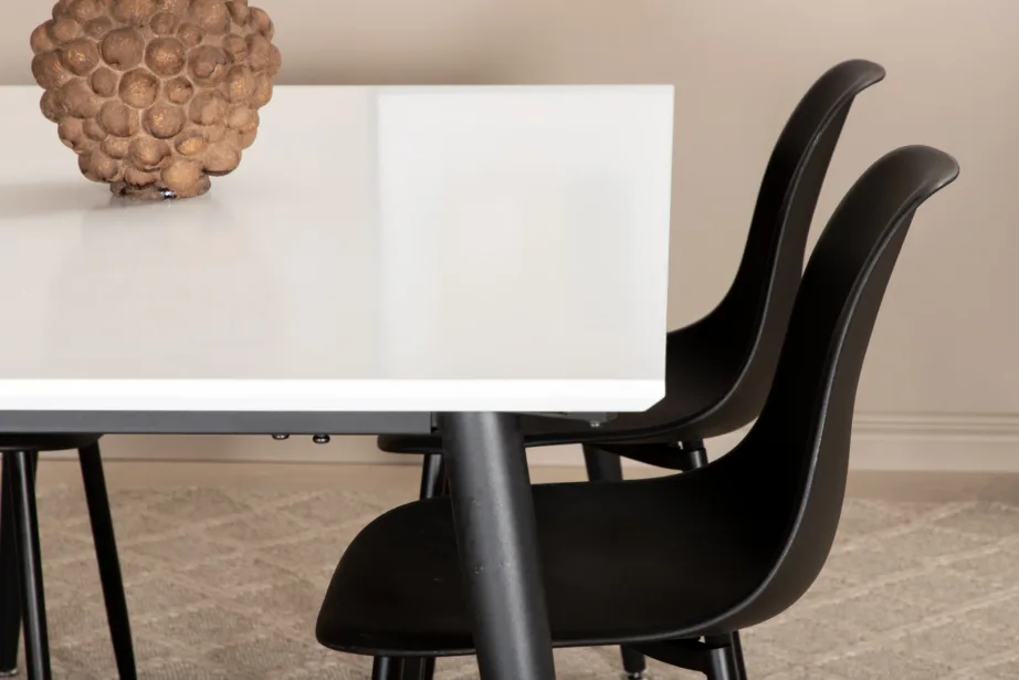 Pikendatav valge-must söögilaud Jimmy kuue musta Polar tooliga, GR22075 – 10